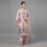 Rose Quartz Floral Embroidered Ensemble