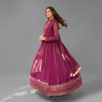 Manahil Gota Embroidered Purple Festive Kalidaar Set