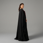 Midnight Tapestry: Printed Panel Kaftan Abaya