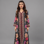 Floral Print V-Neck Kaftan Dress