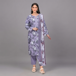 Lavender Floral Print Lawn Suit