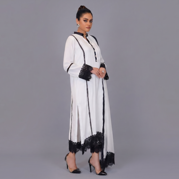 Chic Ivory & Black Lace Ensemble