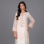 Peach Embroidered Chiffon Suit
