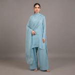 Elegant Sky Blue Silk Kurta and Trouser Set
