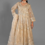 Gold Minimalist Embroidered Anarkali Set