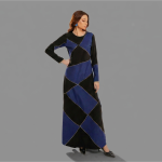 Geometric Midnight Harlequin Patchwork Maxi Gown