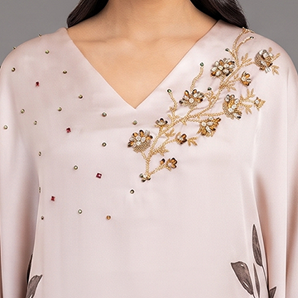Elegant Botanical Print Kaftan