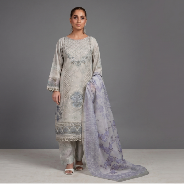 Pastel Grey Embroidered Co-ord Set