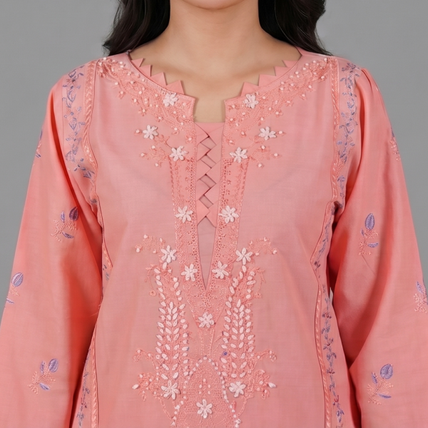 Coral Embroidered Co-ord Set
