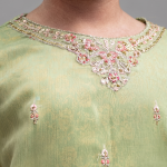 Green Embroidered Girls' Kurta & Palazzo Set