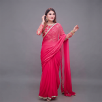 Fuchsia Embellished Saree Suit