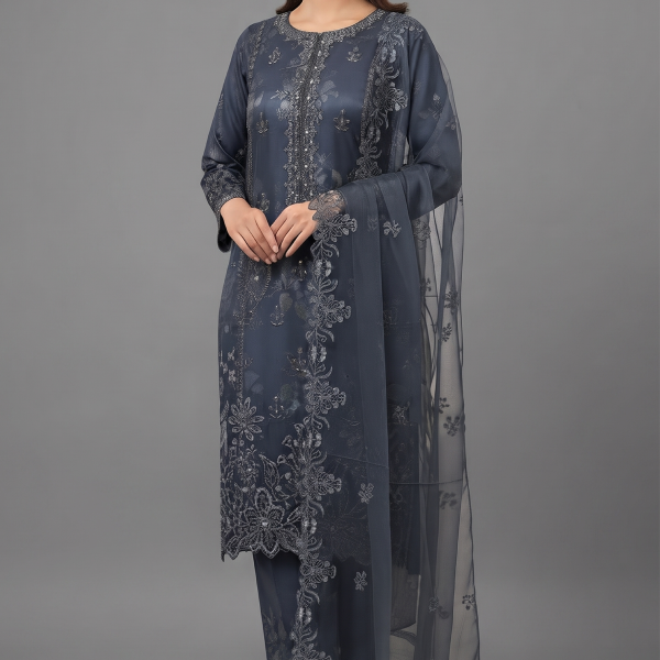 Midnight Elegance Embroidered Luxury 3-Piece Suit