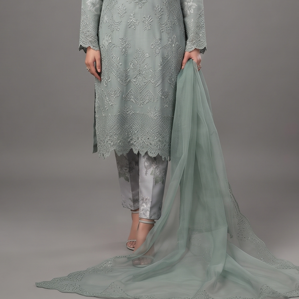 Sage Monochrome Embroidered Ensemble