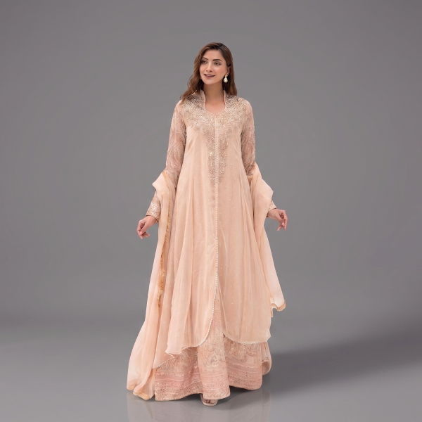 Manahil Embroidered Peach  Festive Anarkali Set
