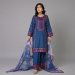 Navy Blue Geometric Embroidered Coordinate Set