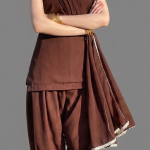 Chocolate Brown Minimalist Chiffon Co-ord Set with Pleated Salwar