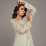 Mint Green Embellished Front-Open Long Suit