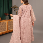 Rose Gold Embroidered Luxury Anarkali with Organza Dupatta
