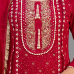 Crimson Pink Minimalist Embroidered Co-ord Set