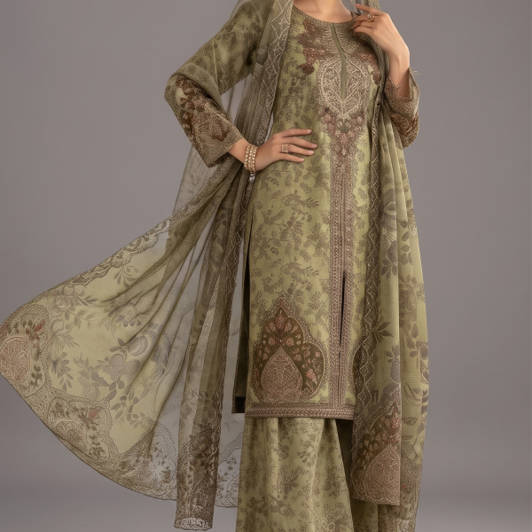 Olive Royale Luxury Printed Lawn 3-Piece Suit