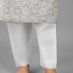 Pure White Embellished Kurta with Matching Trousers