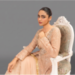 Manahil Shimmering Rose Gold 3-Piece Festive Sequin Gown Set