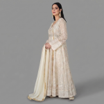 Embellished Ivory Angrakha Anarkali Set
