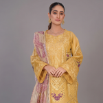 Golden Marigold Embroidered 3-Piece Suit