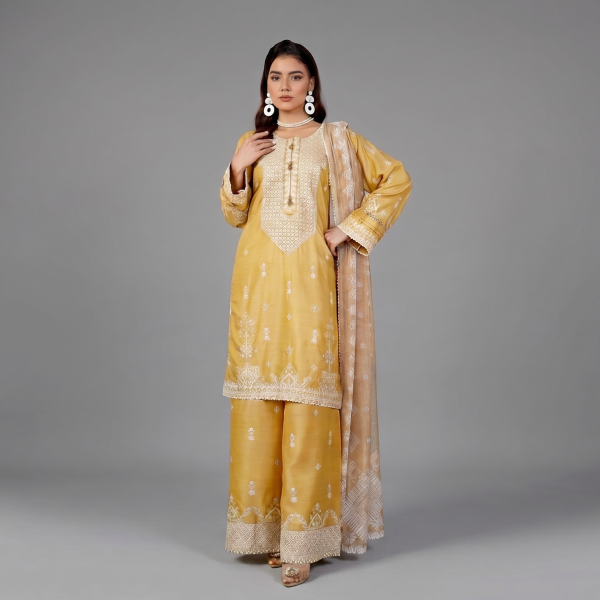 Mustard Embroidered Lawn Coordinate Set
