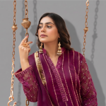 Manahil Gota Embroidered Purple Festive Kalidaar Set