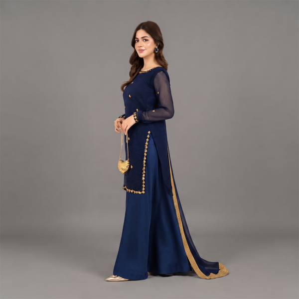 Midnight Royale Embroidered Sharara Suit