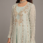 Mint Green Embellished Front-Open Long Suit
