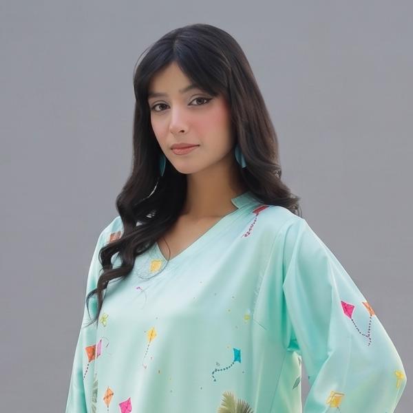 Mint Lagoon Printed Lawn Suit