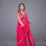 Fuchsia Embellished Saree Suit