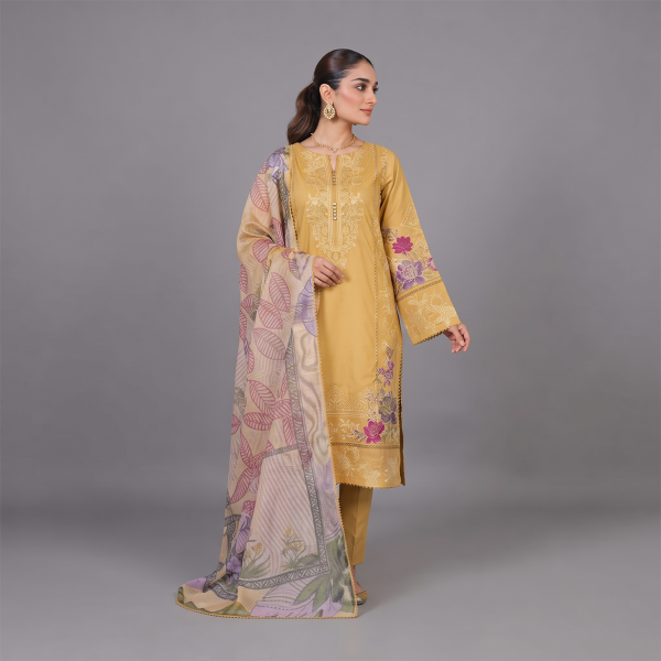 Golden Marigold Embroidered 3-Piece Suit