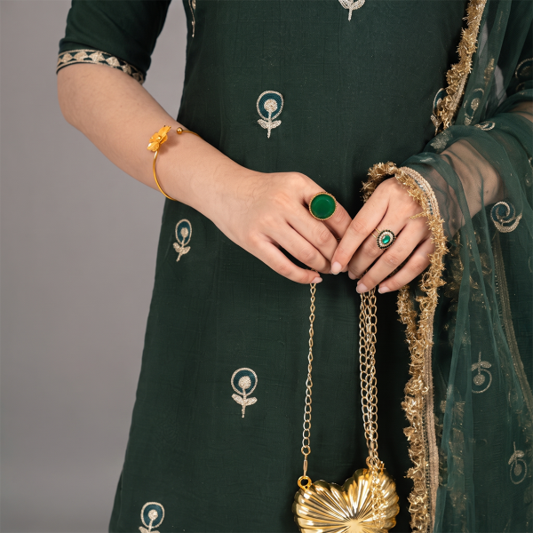 Dark Green Embroidered Suit