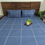 Classic Navy Cotton Double Bedsheet With Pillow