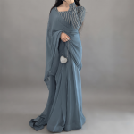 Slate Blue  Chiffon Saree