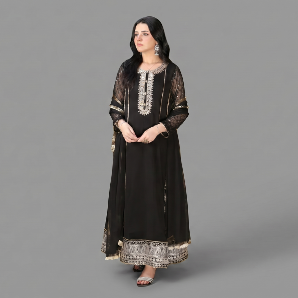 Embellished Black Anarkali Suit