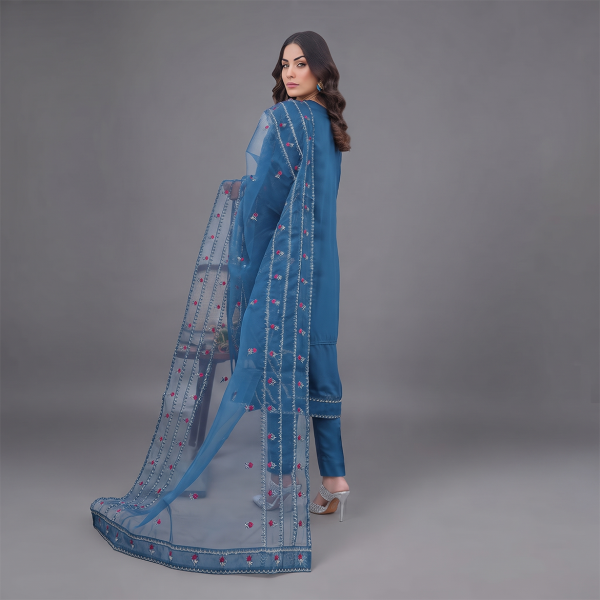 Azure Mist Embroidered Suit Set