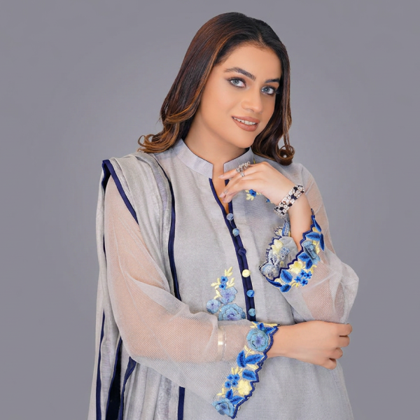 The Dove Grey Flora Organza Suit