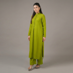 Lime Green Co-ord Set with Minimalist Button-Down Detail