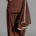 Chocolate Brown Minimalist Chiffon Co-ord Set with Pleated Salwar