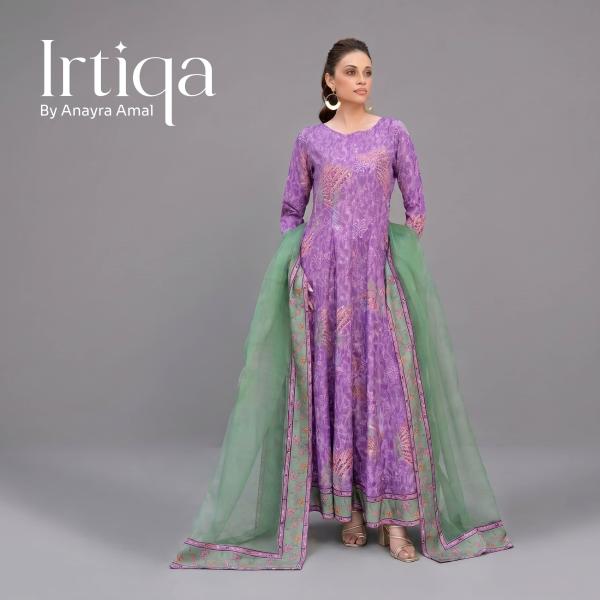 Printed Purple Kalidaar Maxi Set