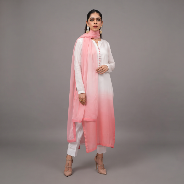 Ethereal Ombré White and Pink Ensemble Suit