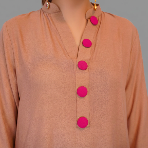 Muted Taupe & Fuchsia Dip-Dye Tunic Set