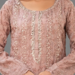Blush Pink Embellished A-Line Kurta with Matching Dupatta