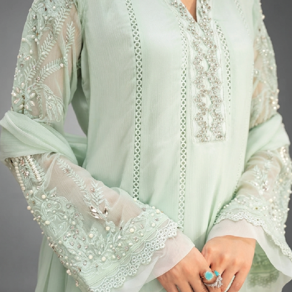 Ethereal Mint Embroidered Maxi