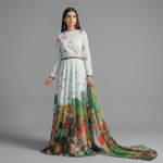 Elegance in Heritage Pictorial Scenic Anarkali