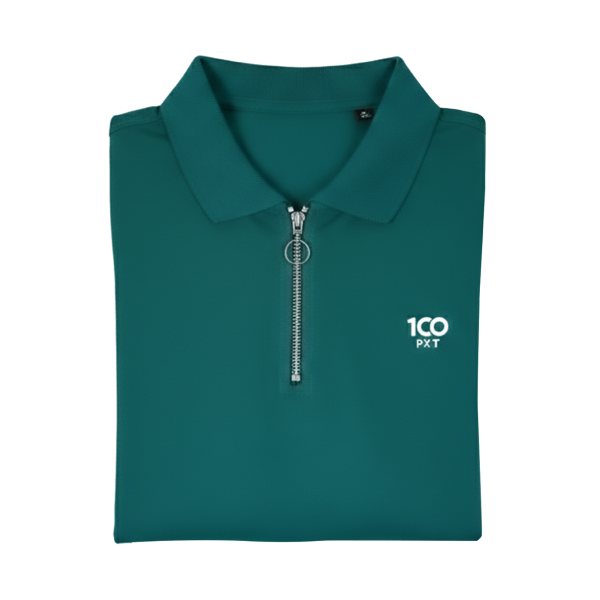 Dark Green 100Fit Zipper Polo T-Shirt